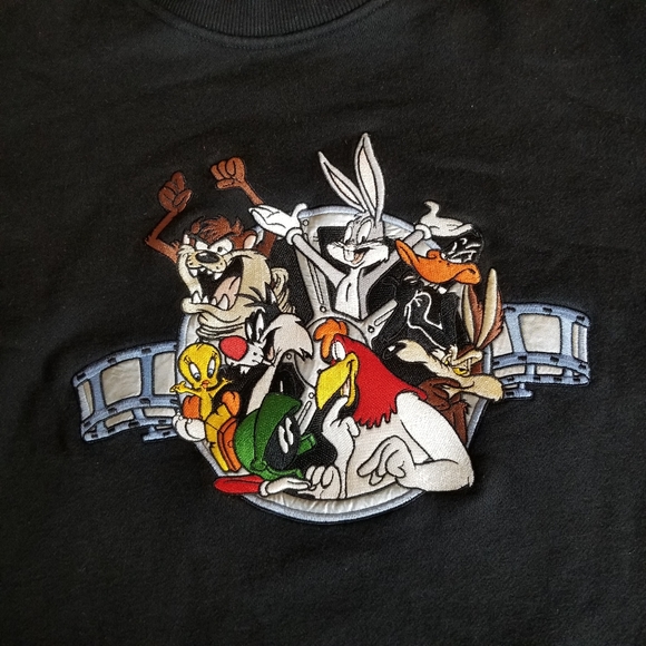 Vintage Warner Brothers Studio Store Looney Tunes Sweatshirt Sz L 1997 Black - Picture 7 of 10